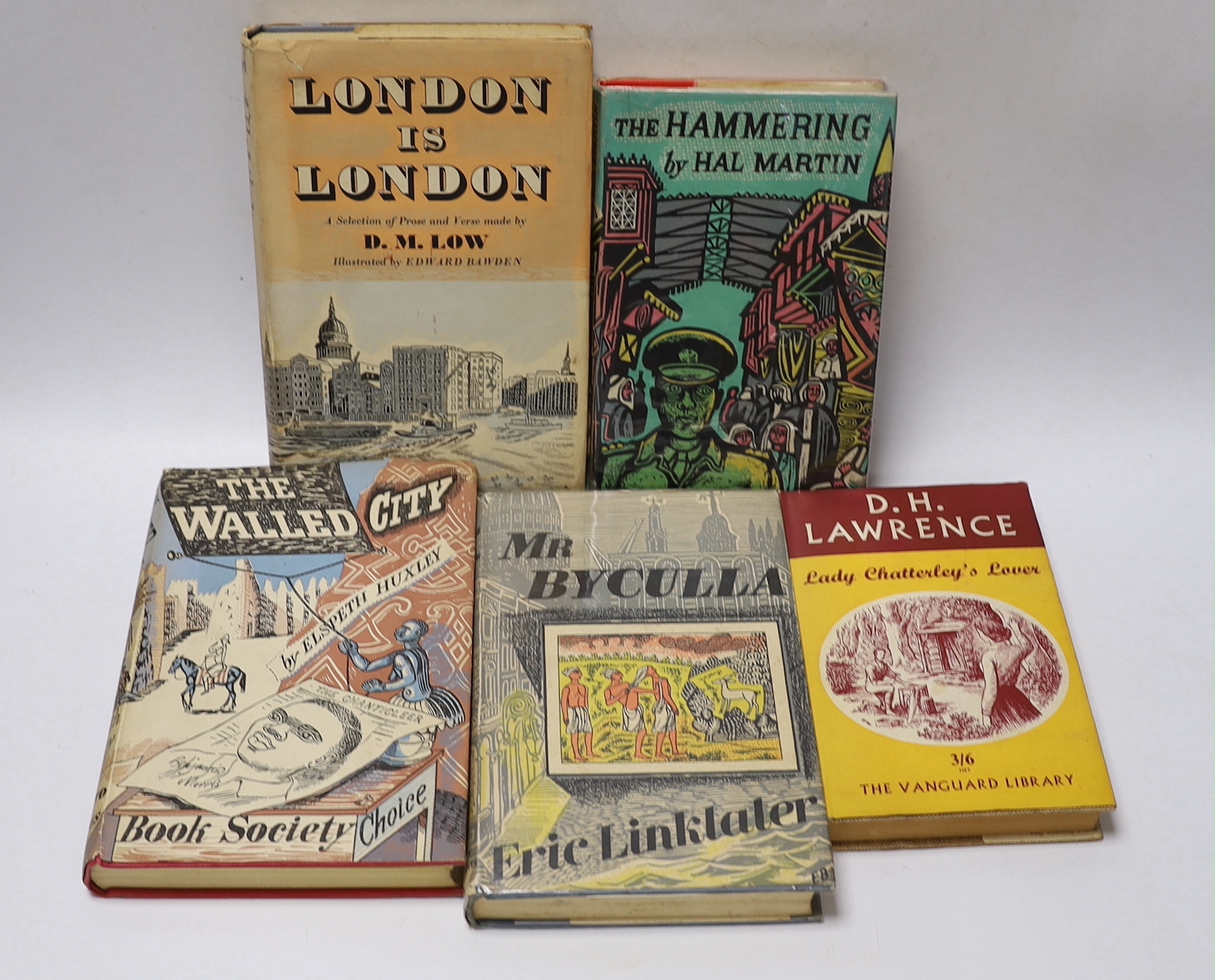 Bawden, Edward - 10 works with dust jacket and other illustrations by Edward Bawden, consisting - B.C [Cochran, Charles B] - Review of Revues, 1930; Lemarchand, Jacques - Genevieve, [1947]; Huxley, Elspeth - The Walled C